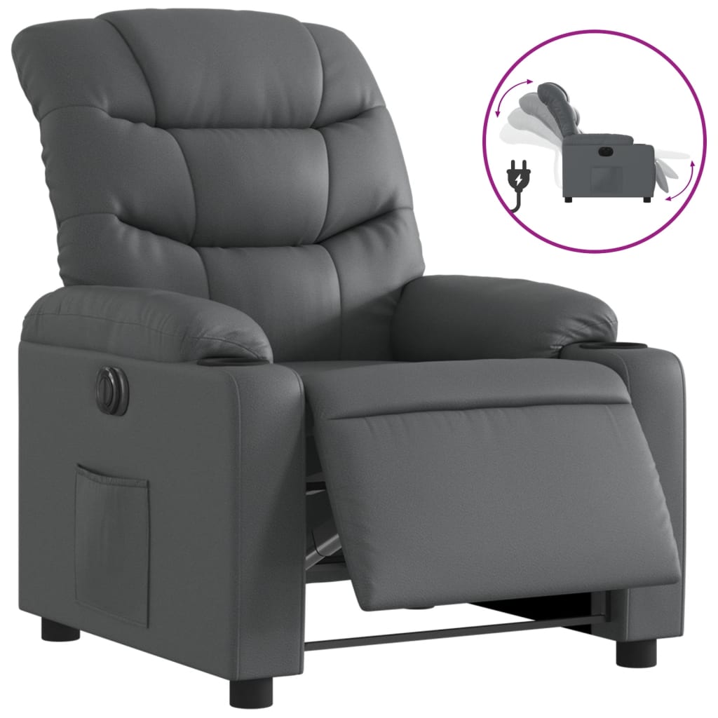 Fauteuil inclinable électrique Gris Similicuir Fauteuils vidaXL   