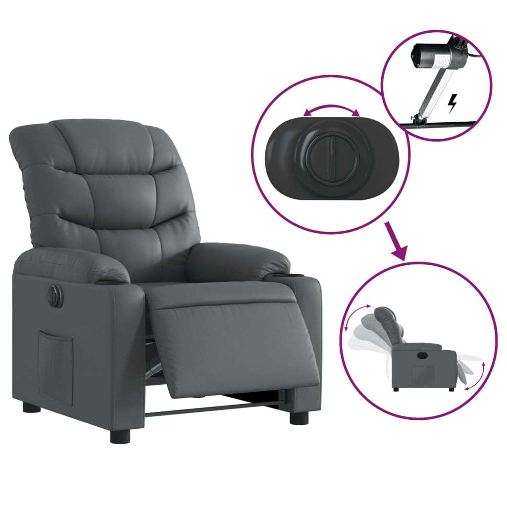 Fauteuil inclinable électrique Gris Similicuir Fauteuils vidaXL   