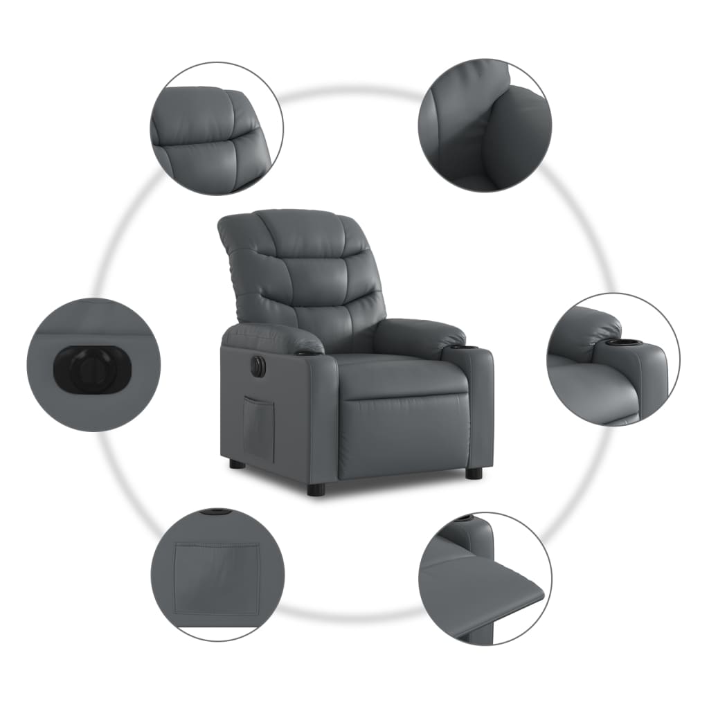 Fauteuil inclinable électrique Gris Similicuir Fauteuils vidaXL   