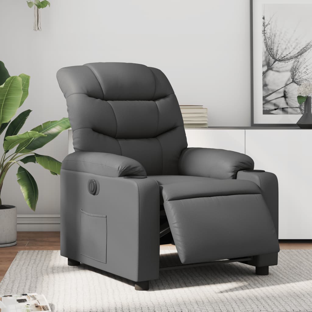 Fauteuil inclinable électrique Gris Similicuir Fauteuils vidaXL   