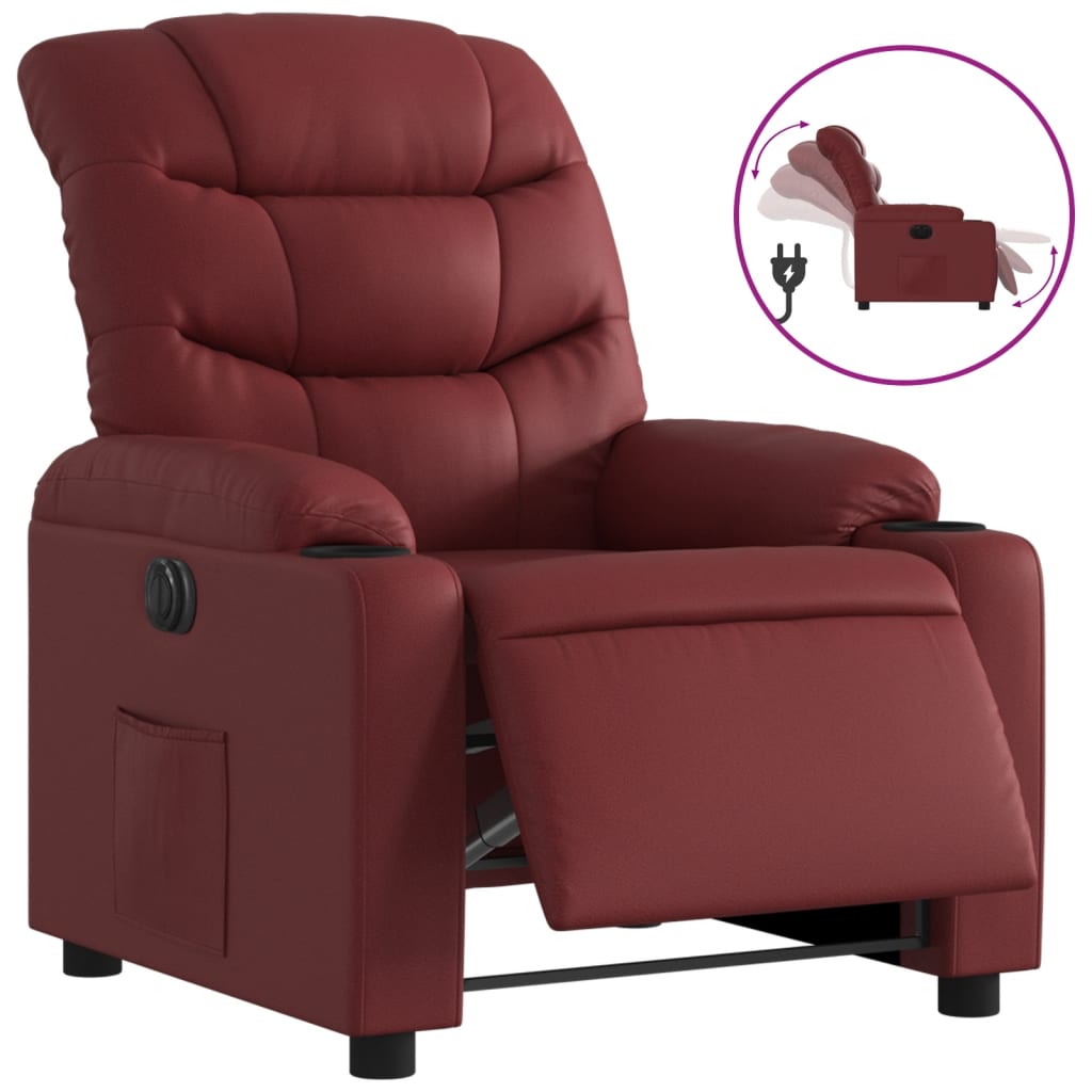 Fauteuil inclinable électrique Rouge bordeaux Similicuir Fauteuils vidaXL   