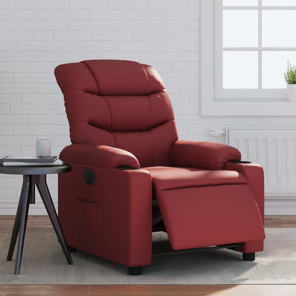 Fauteuil inclinable électrique Rouge bordeaux Similicuir Fauteuils vidaXL   