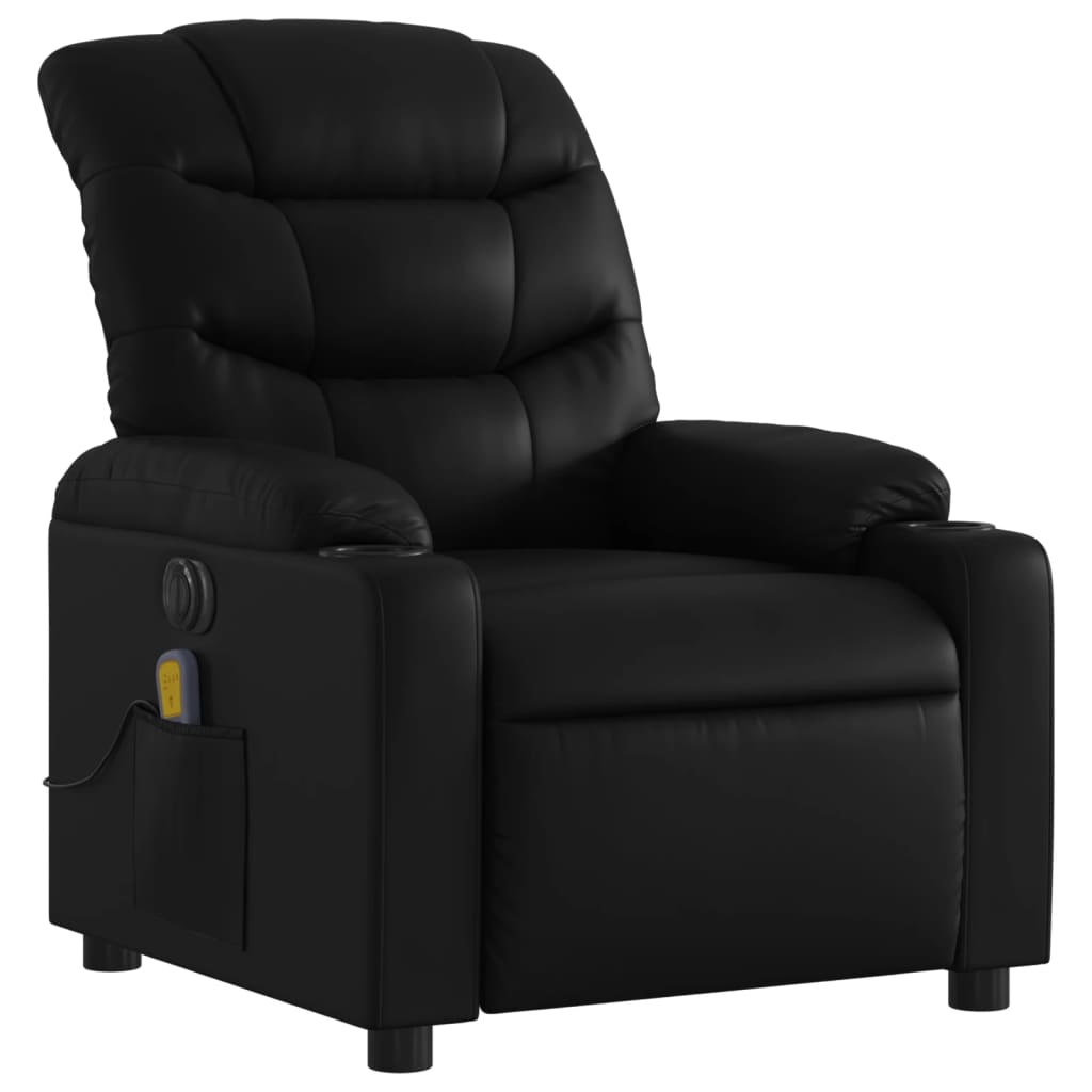 Fauteuil de massage inclinable électrique noir similicuir Fauteuils vidaXL   