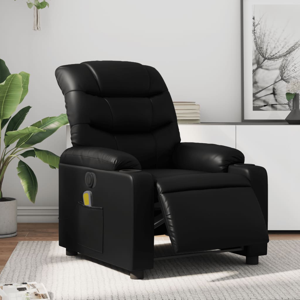 Fauteuil de massage inclinable électrique noir similicuir Fauteuils vidaXL   