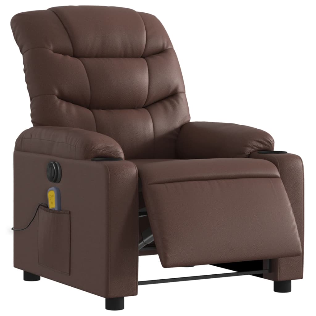 Fauteuil de massage inclinable électrique marron similicuir Fauteuils vidaXL   