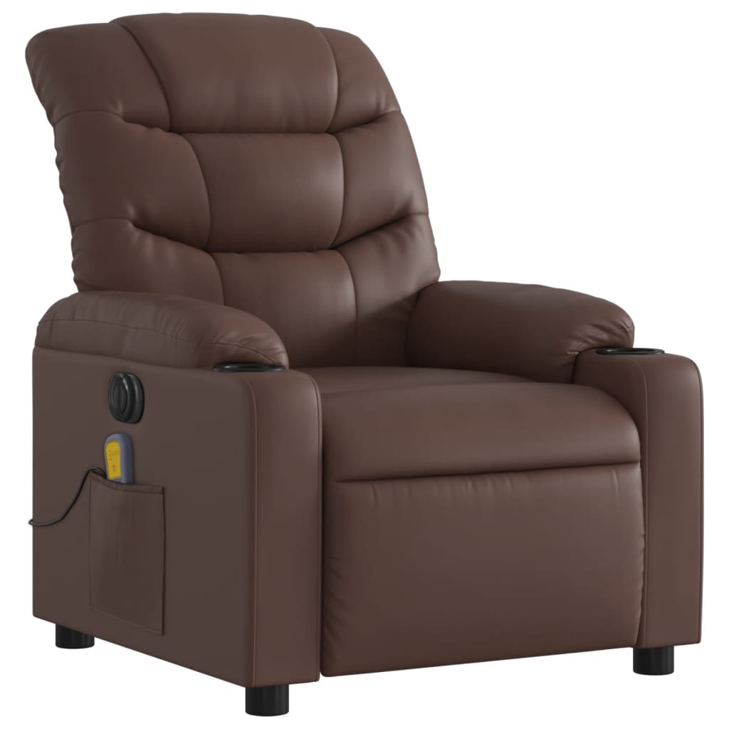 Fauteuil de massage inclinable électrique marron similicuir Fauteuils vidaXL   