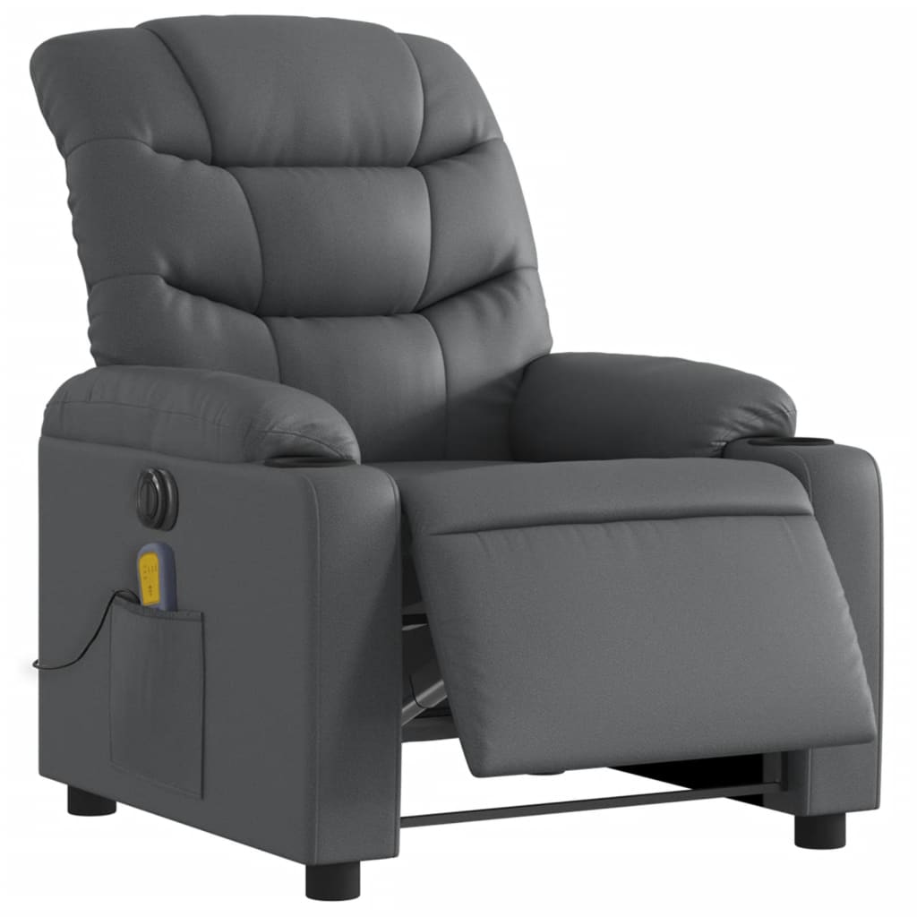 Fauteuil de massage inclinable électrique gris similicuir Fauteuils vidaXL   