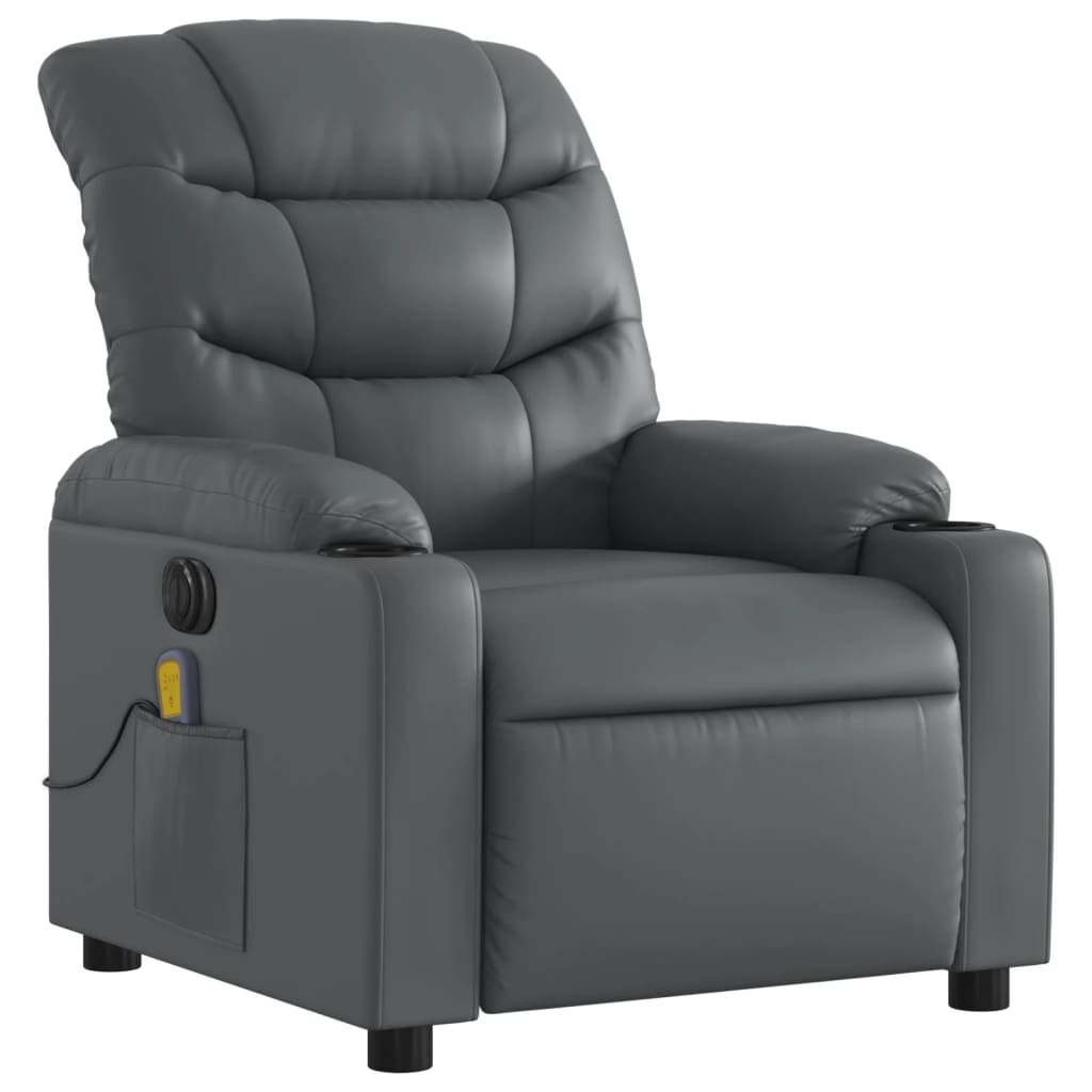 Fauteuil de massage inclinable électrique gris similicuir Fauteuils vidaXL   