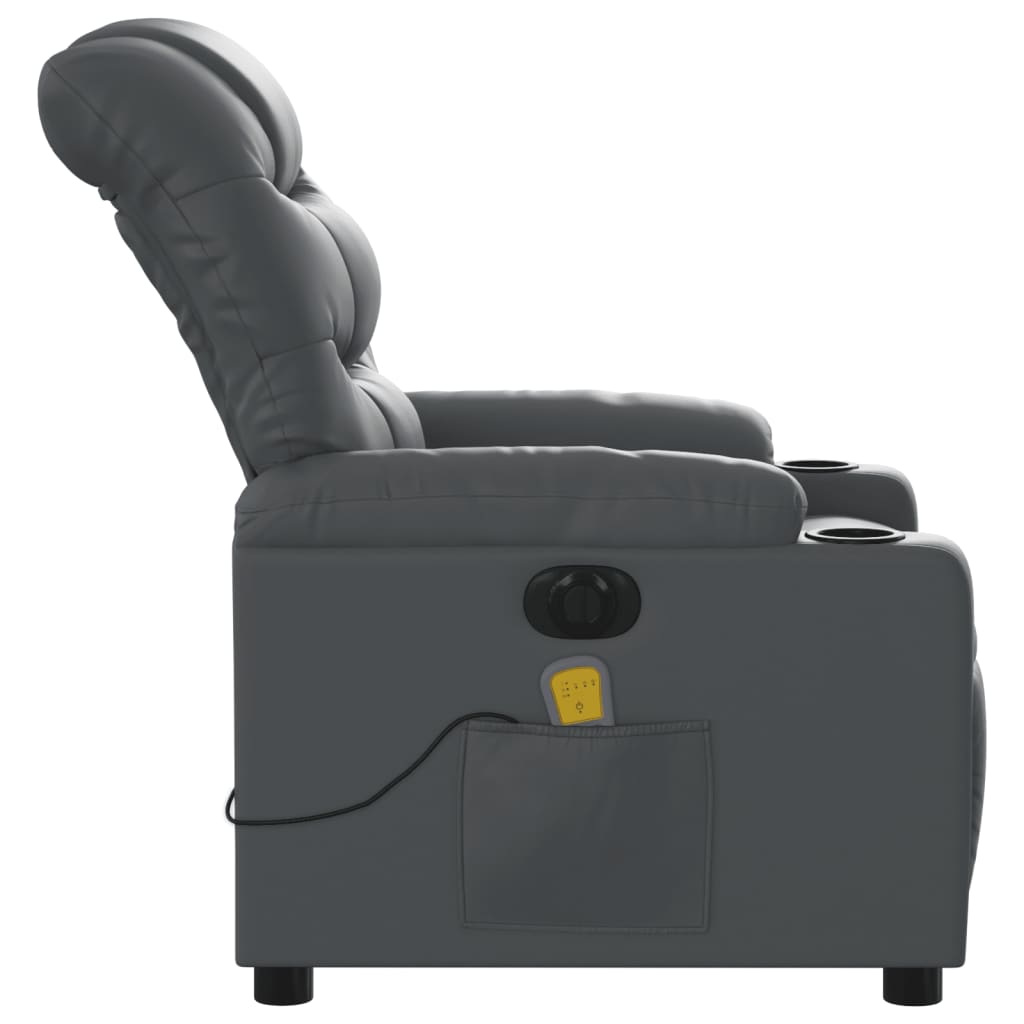 Fauteuil de massage inclinable électrique gris similicuir Fauteuils vidaXL   