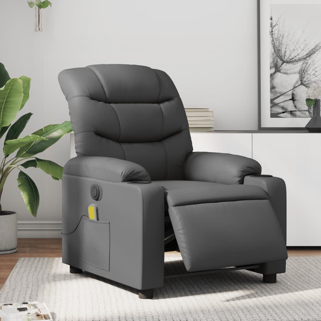 Fauteuil de massage inclinable électrique gris similicuir Fauteuils vidaXL   