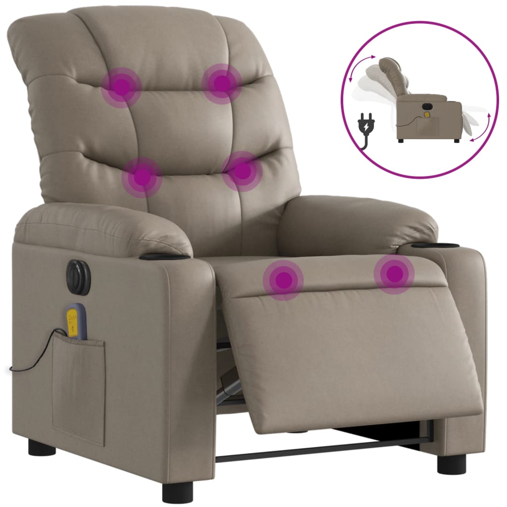 Fauteuil de massage inclinable électrique cappuccino similicuir Fauteuils vidaXL   