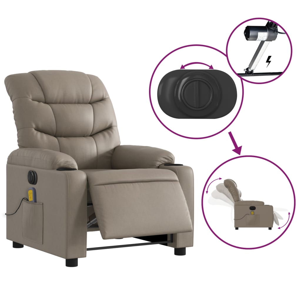 Fauteuil de massage inclinable électrique cappuccino similicuir Fauteuils vidaXL   