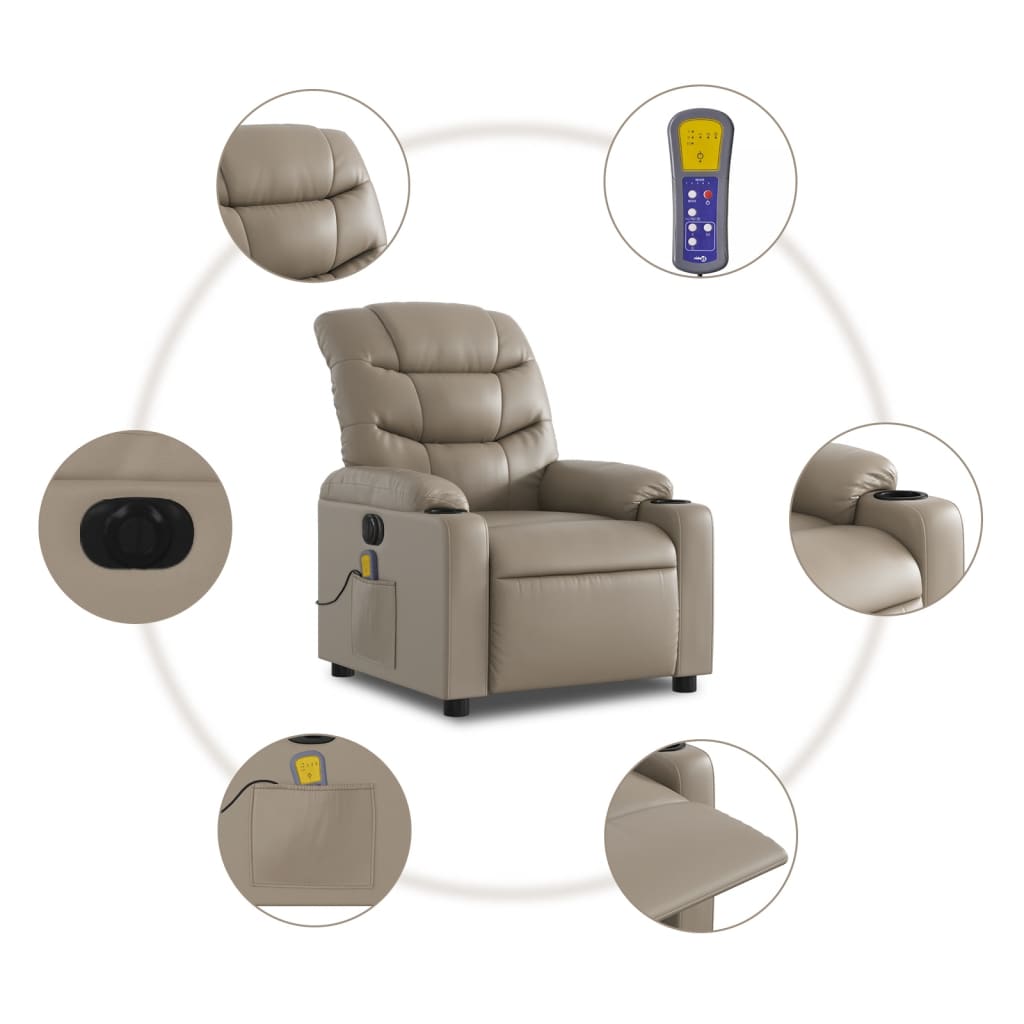 Fauteuil de massage inclinable électrique cappuccino similicuir Fauteuils vidaXL   