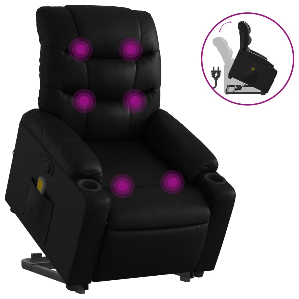 Fauteuil inclinable de massage Noir Similicuir Fauteuils vidaXL   