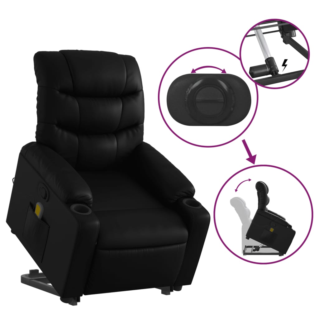 Fauteuil inclinable de massage Noir Similicuir Fauteuils vidaXL   