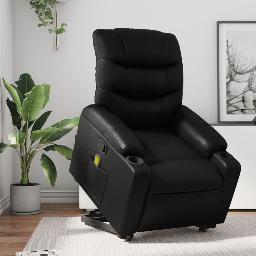 Fauteuil inclinable de massage Noir Similicuir Fauteuils vidaXL   