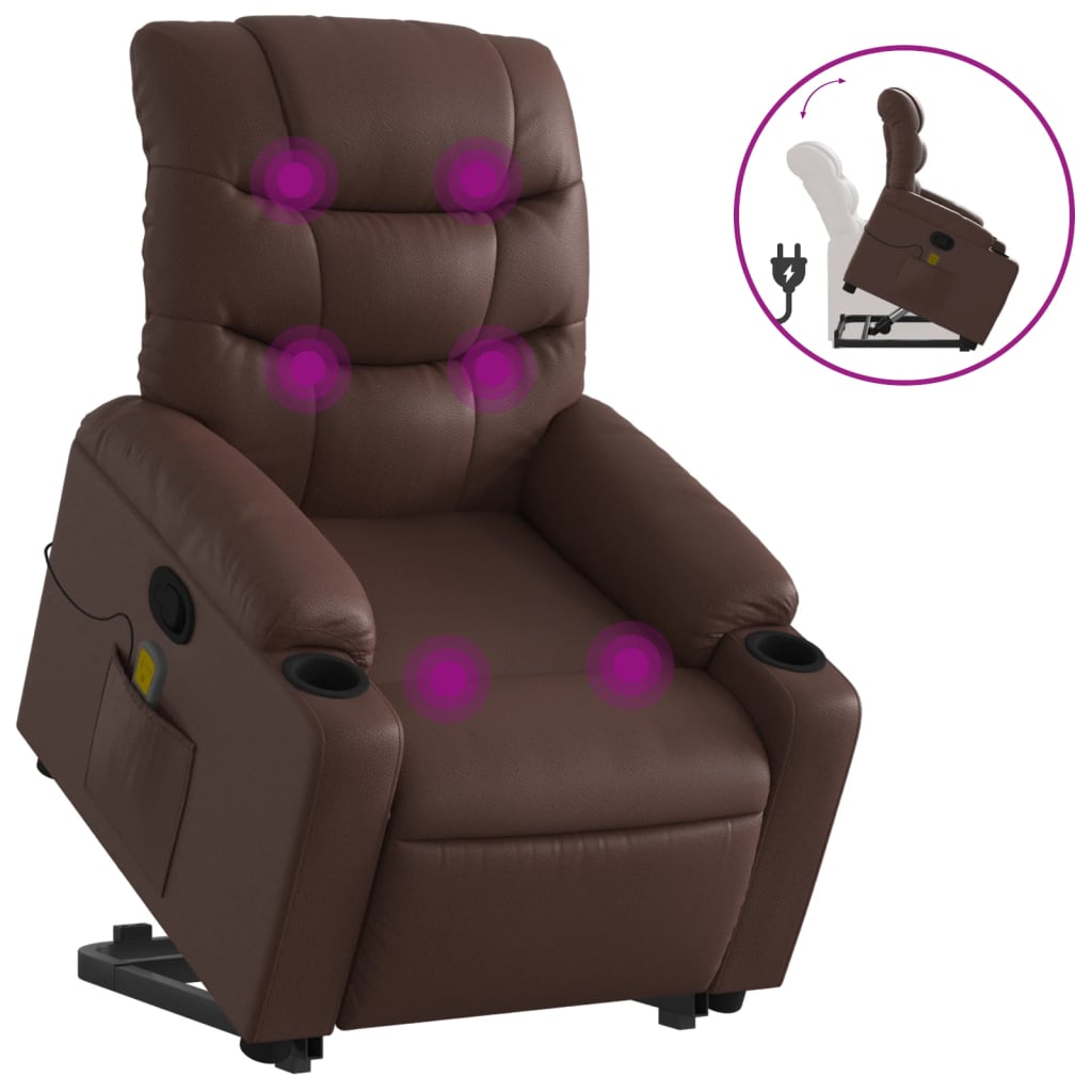 Fauteuil inclinable de massage Marron Similicuir Fauteuils vidaXL   