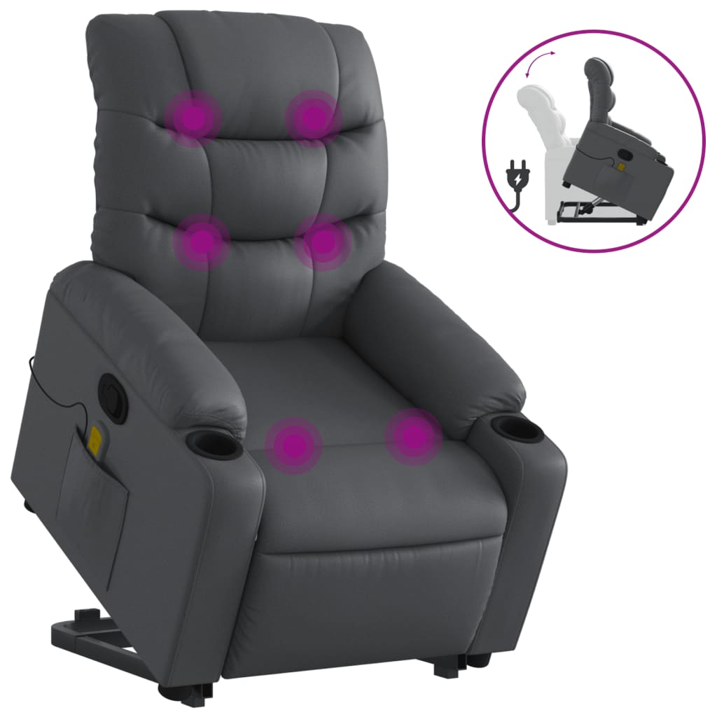 Fauteuil inclinable de massage Gris Similicuir Fauteuils vidaXL   