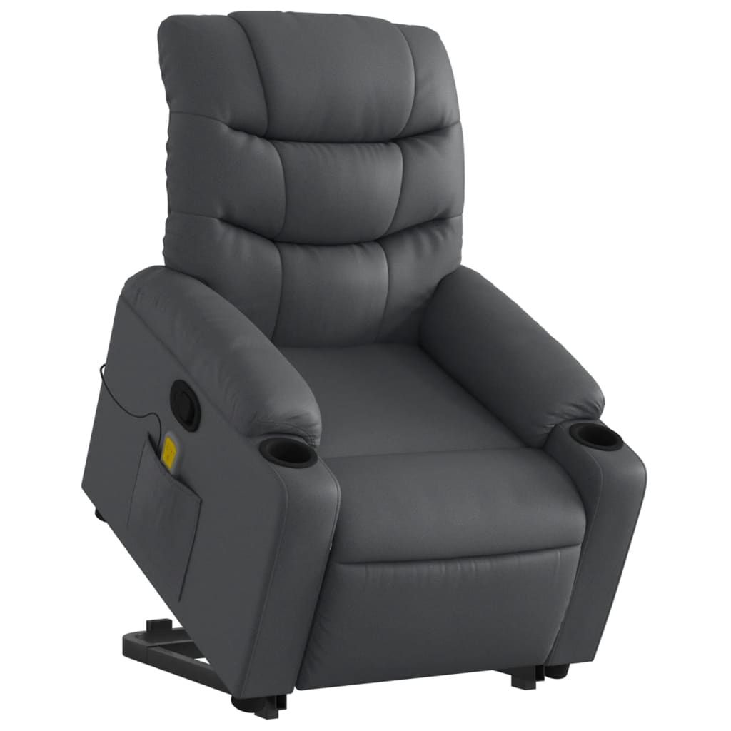 Fauteuil inclinable de massage Gris Similicuir Fauteuils vidaXL   