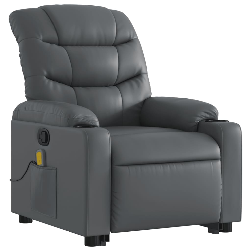 Fauteuil inclinable de massage Gris Similicuir Fauteuils vidaXL   