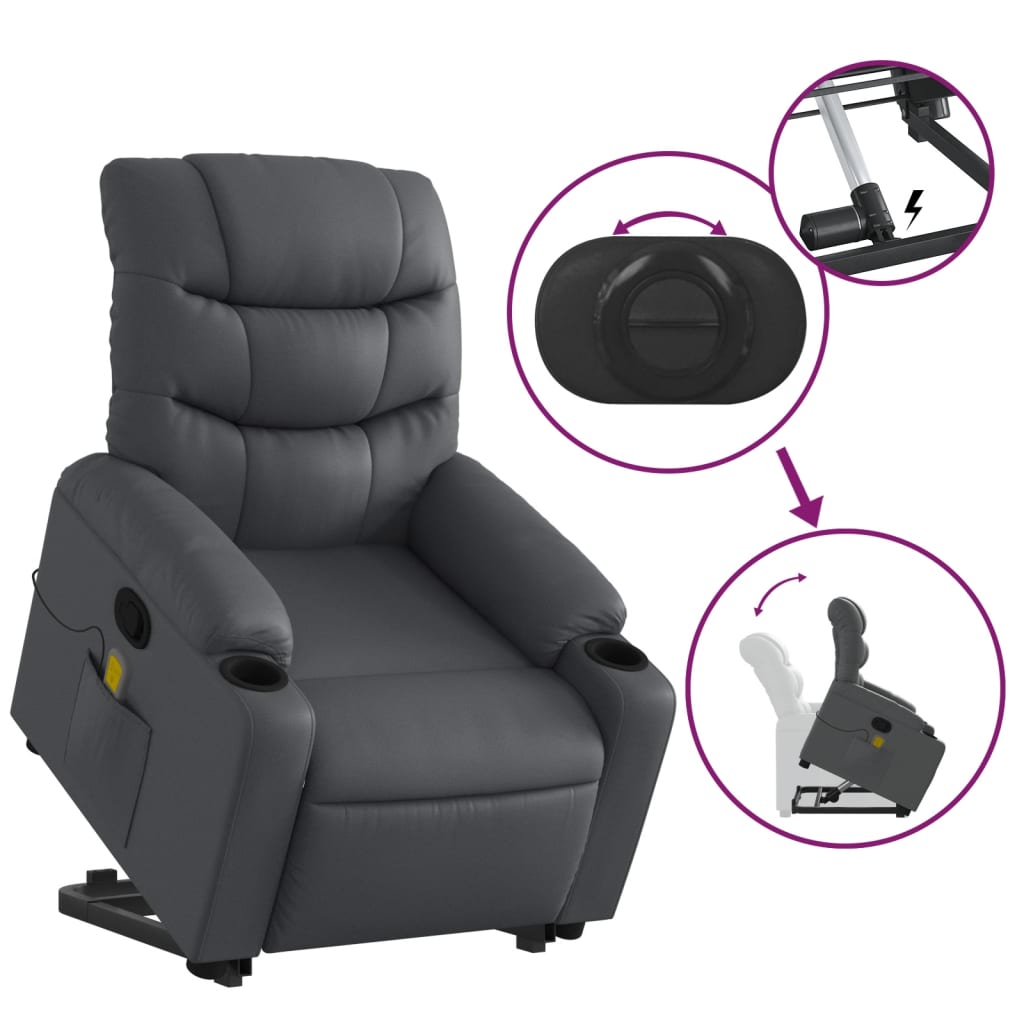 Fauteuil inclinable de massage Gris Similicuir Fauteuils vidaXL   