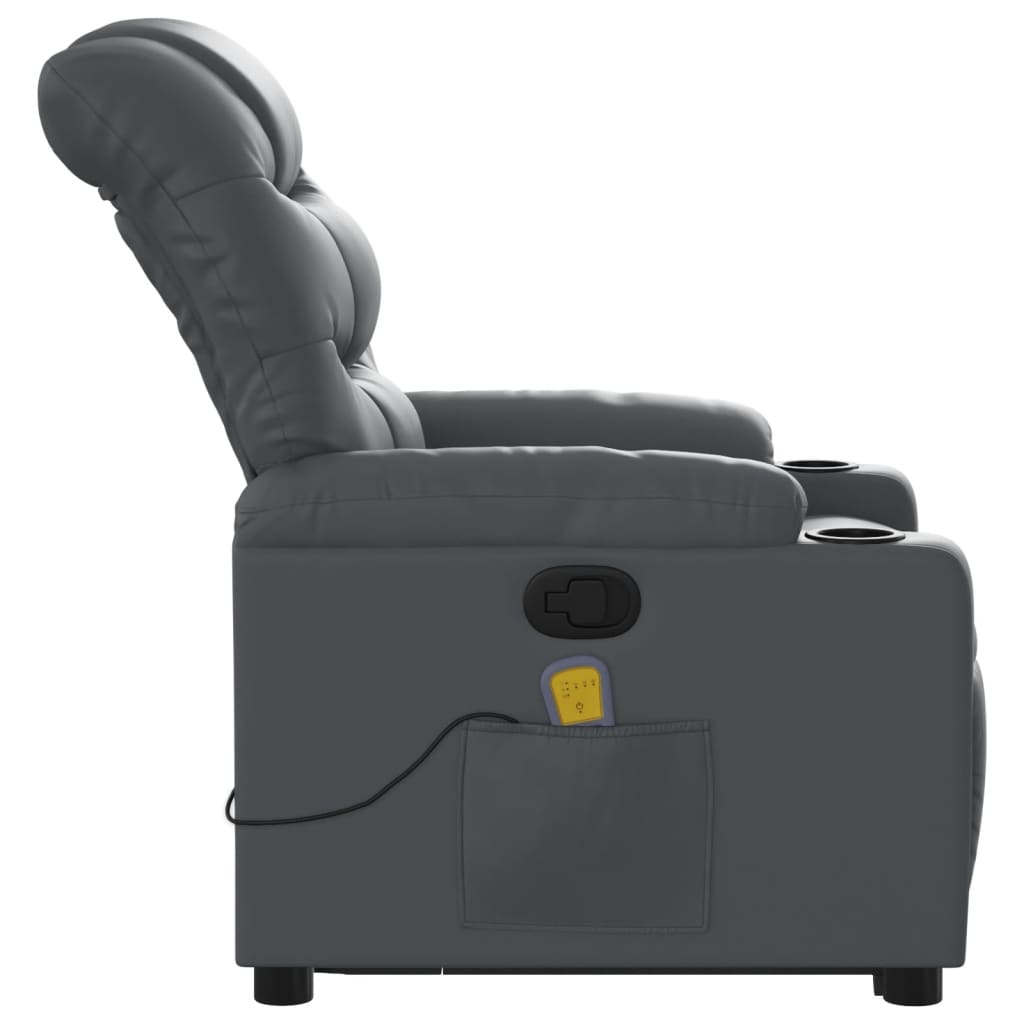 Fauteuil inclinable de massage Gris Similicuir Fauteuils vidaXL   