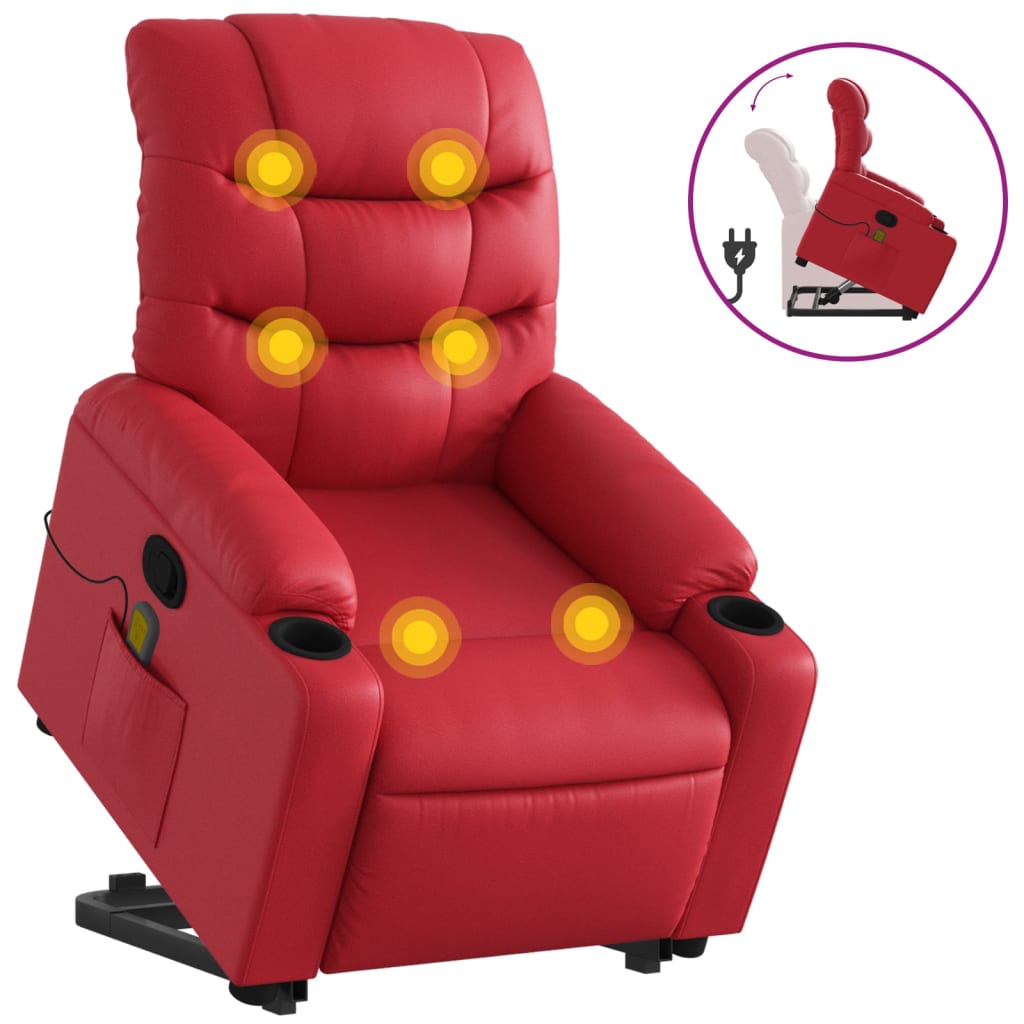 Fauteuil inclinable de massage Rouge Similicuir Fauteuils vidaXL   