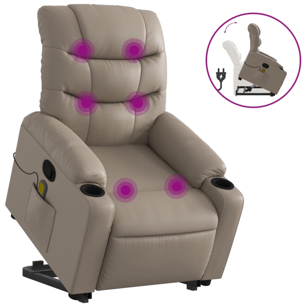 Fauteuil inclinable de massage Cappuccino Similicuir Fauteuils vidaXL   