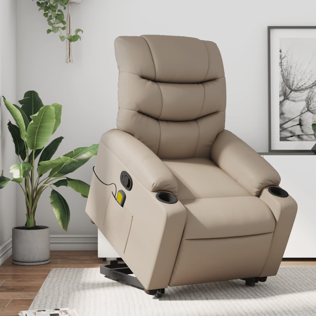 Fauteuil inclinable de massage Cappuccino Similicuir Fauteuils vidaXL   