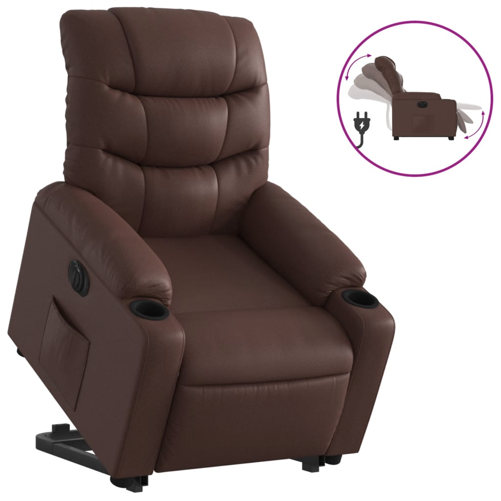 Fauteuil inclinable électrique marron similicuir Fauteuils vidaXL   