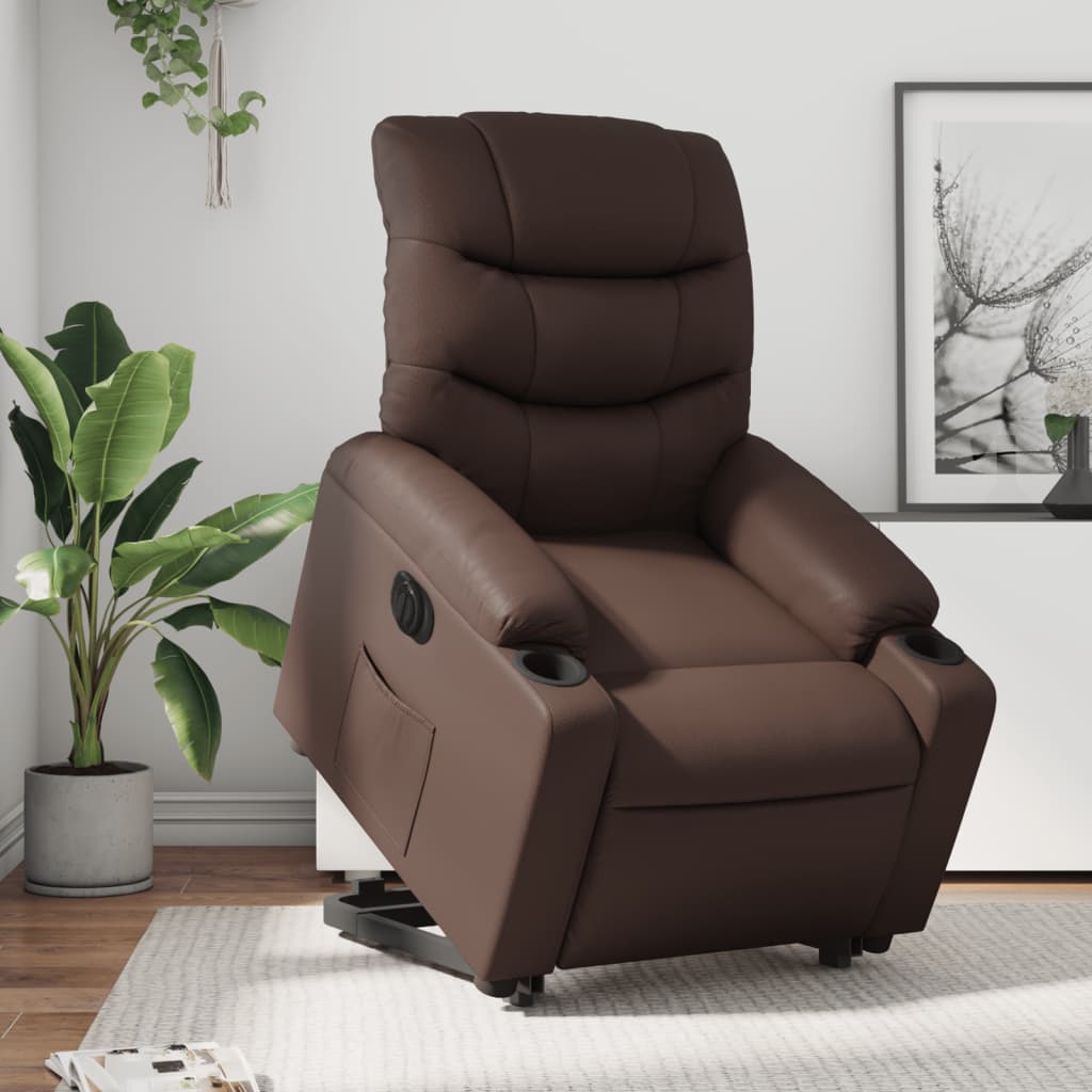 Fauteuil inclinable électrique marron similicuir Fauteuils vidaXL   