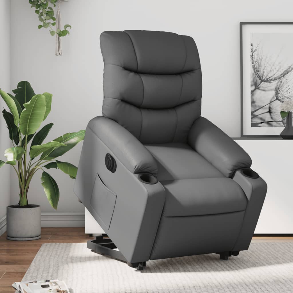 Fauteuil inclinable électrique gris similicuir Fauteuils vidaXL   