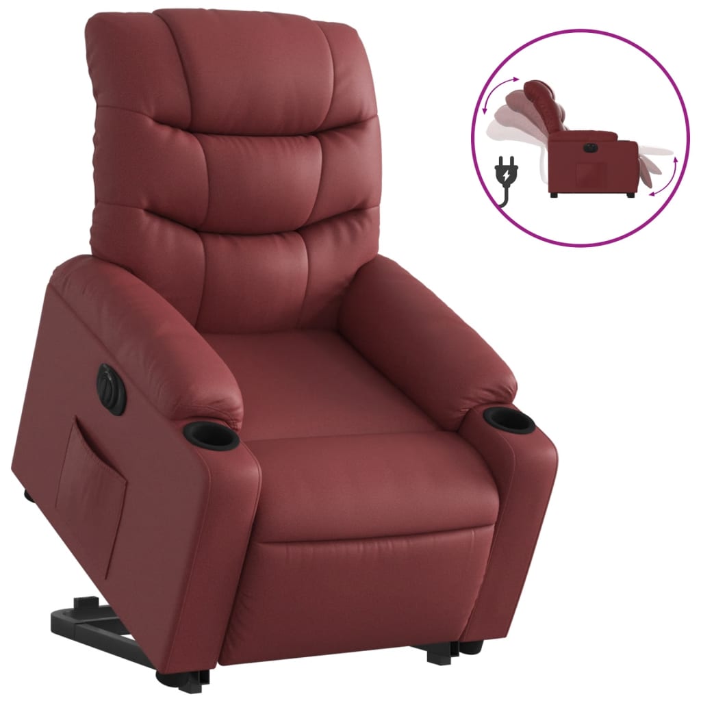 Fauteuil inclinable électrique rouge bordeaux similicuir Fauteuils vidaXL   