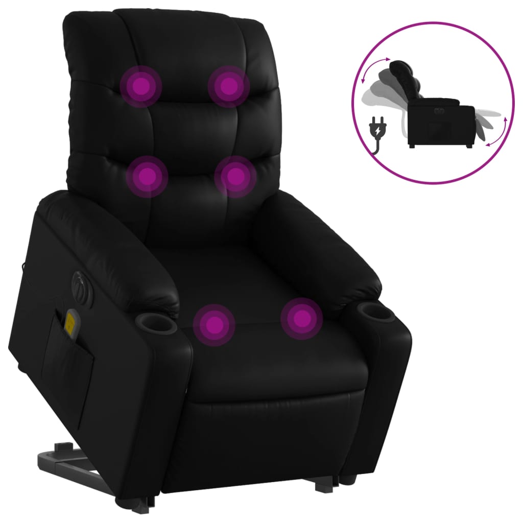 Fauteuil inclinable de massage électrique noir similicuir Fauteuils vidaXL   