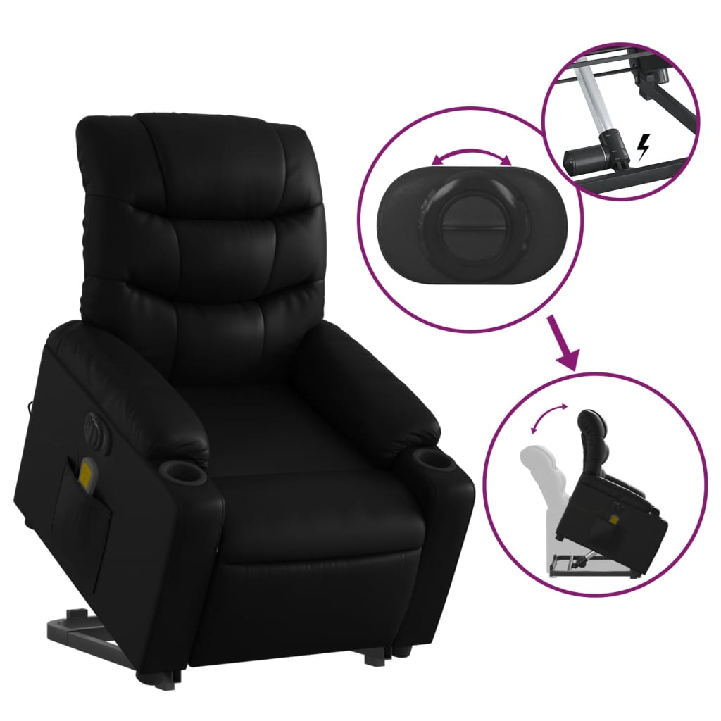 Fauteuil inclinable de massage électrique noir similicuir Fauteuils vidaXL   