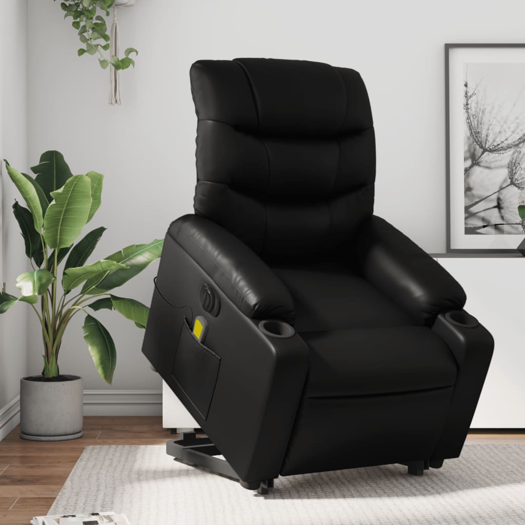 Fauteuil inclinable de massage électrique noir similicuir Fauteuils vidaXL   