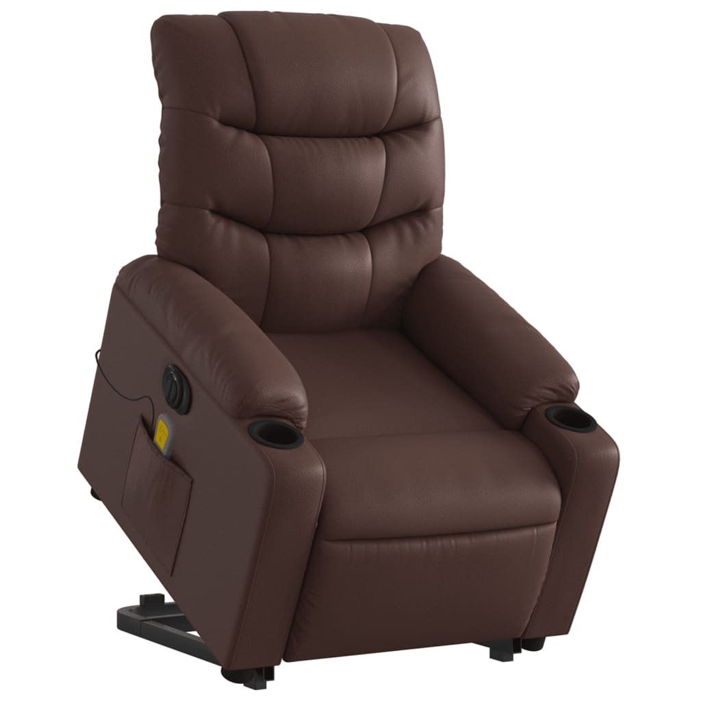 Fauteuil inclinable de massage électrique marron similicuir Fauteuils vidaXL   