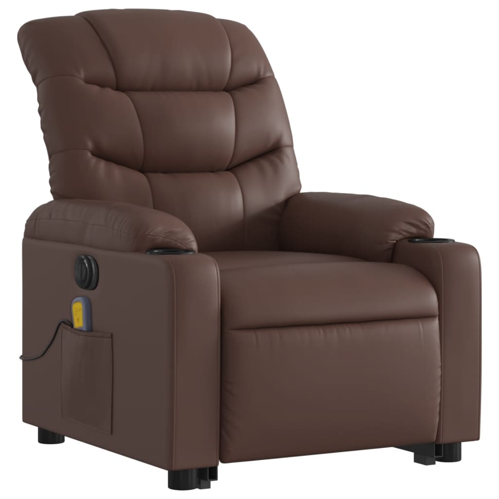 Fauteuil inclinable de massage électrique marron similicuir Fauteuils vidaXL   