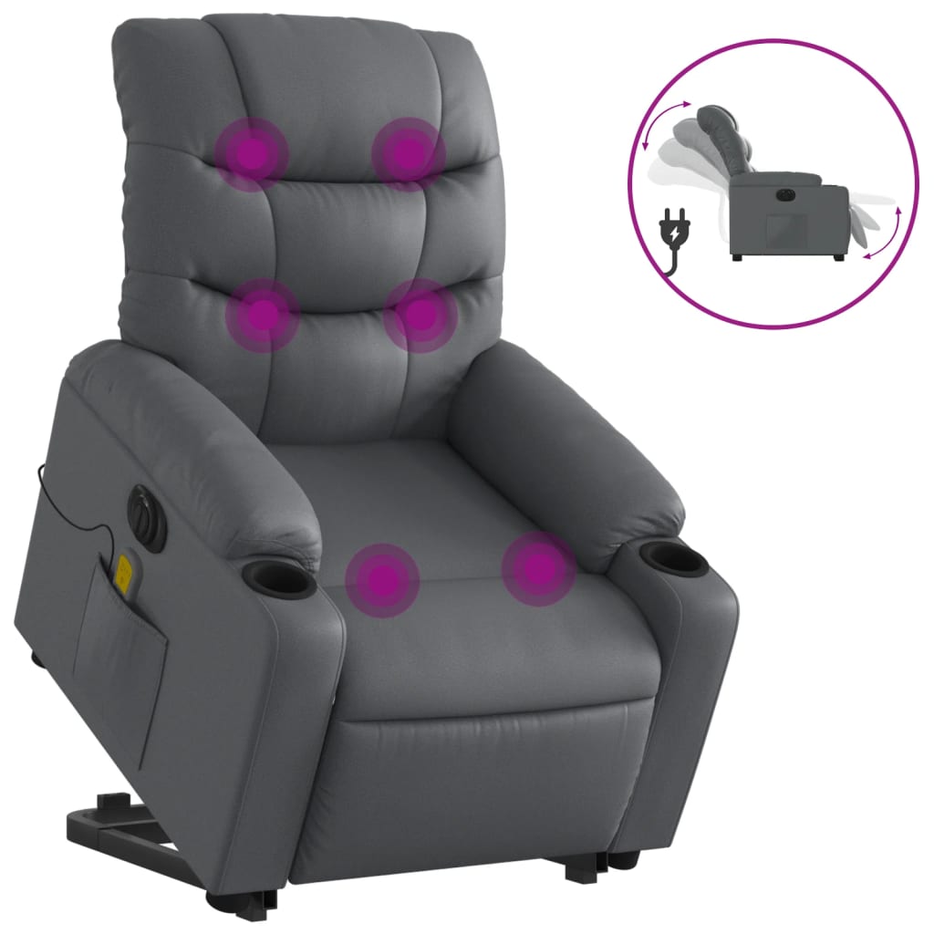 Fauteuil inclinable de massage électrique gris similicuir Fauteuils vidaXL   