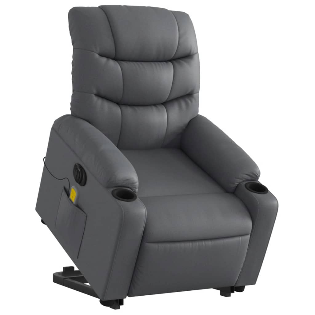 Fauteuil inclinable de massage électrique gris similicuir Fauteuils vidaXL   