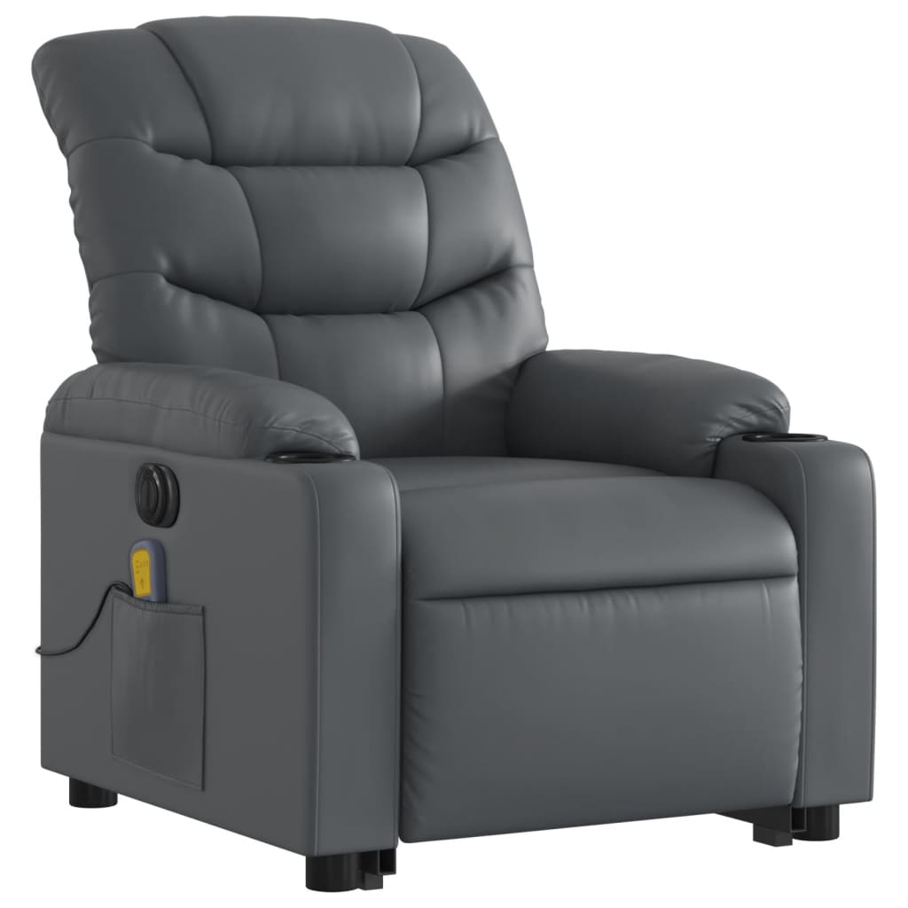 Fauteuil inclinable de massage électrique gris similicuir Fauteuils vidaXL   