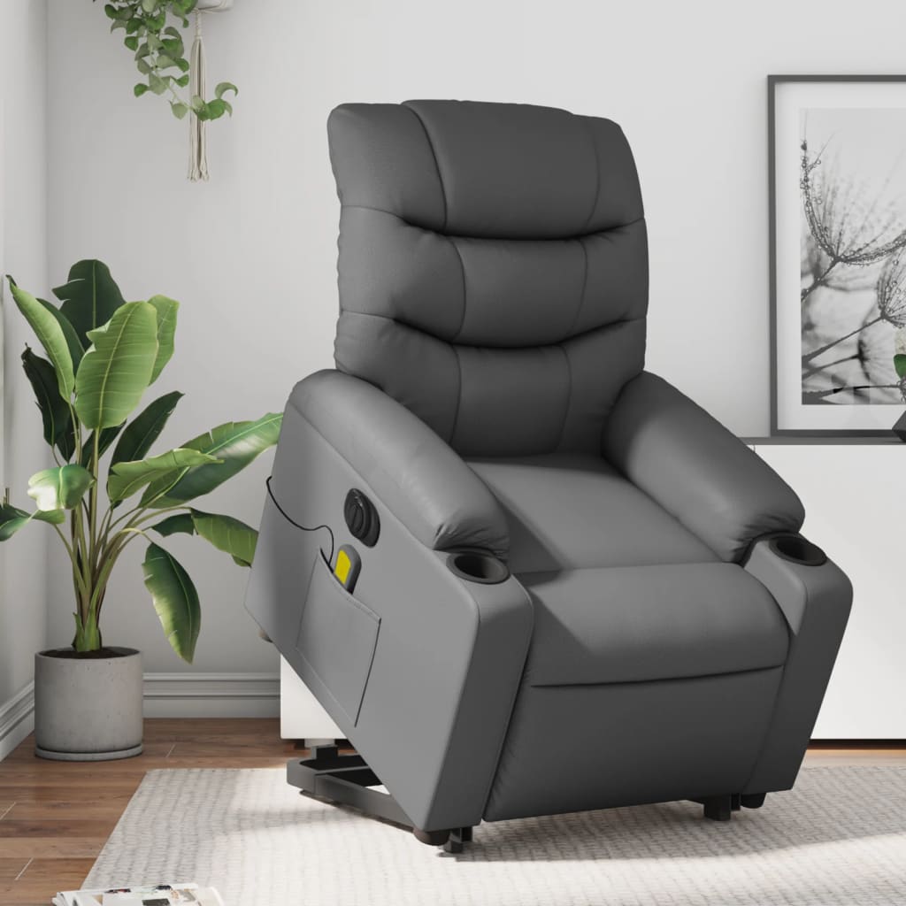 Fauteuil inclinable de massage électrique gris similicuir Fauteuils vidaXL   