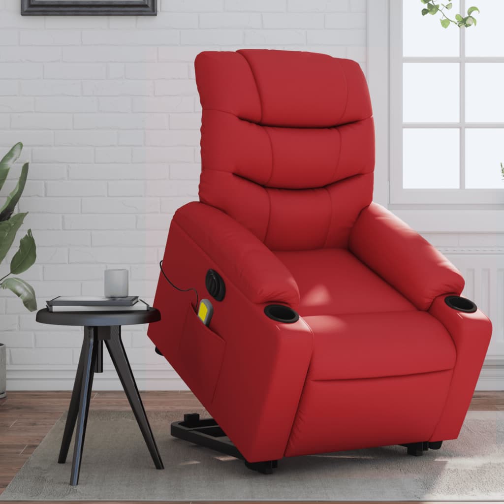 Fauteuil inclinable de massage électrique rouge similicuir Fauteuils vidaXL   