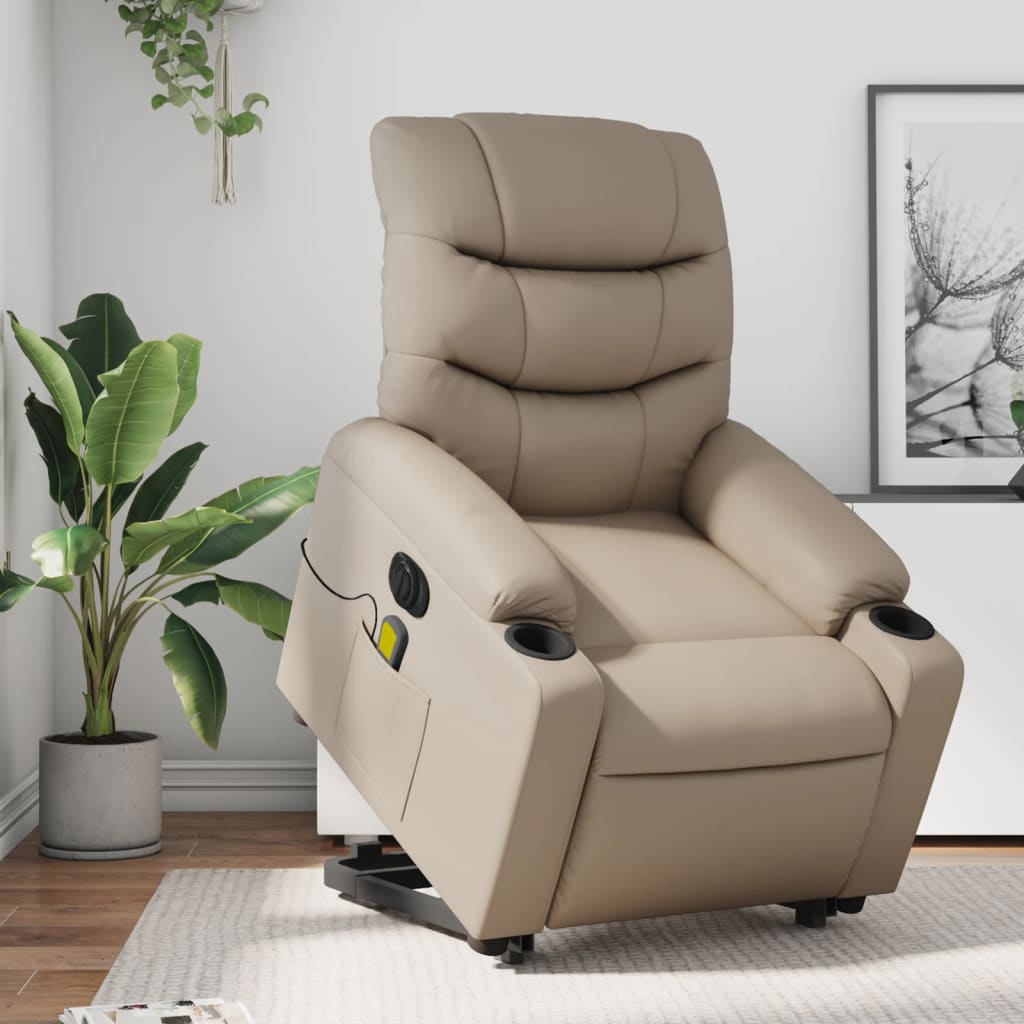 Fauteuil inclinable de massage électrique cappuccino similicuir Fauteuils vidaXL   