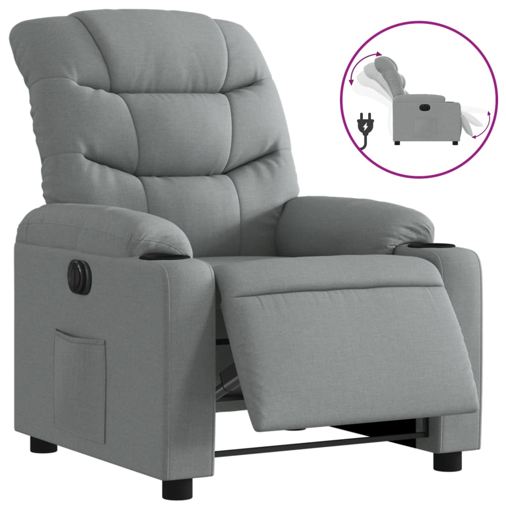 Fauteuil inclinable électrique Gris clair Tissu Fauteuils vidaXL   