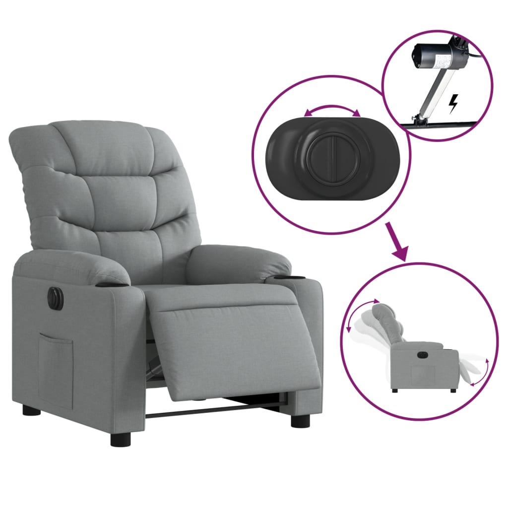 Fauteuil inclinable électrique Gris clair Tissu Fauteuils vidaXL   