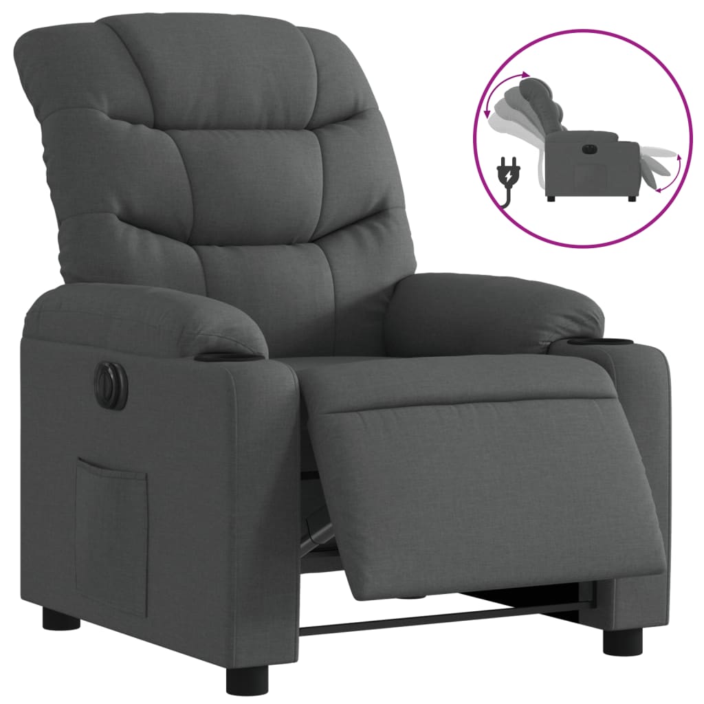 Fauteuil inclinable électrique Gris foncé Tissu Fauteuils vidaXL   