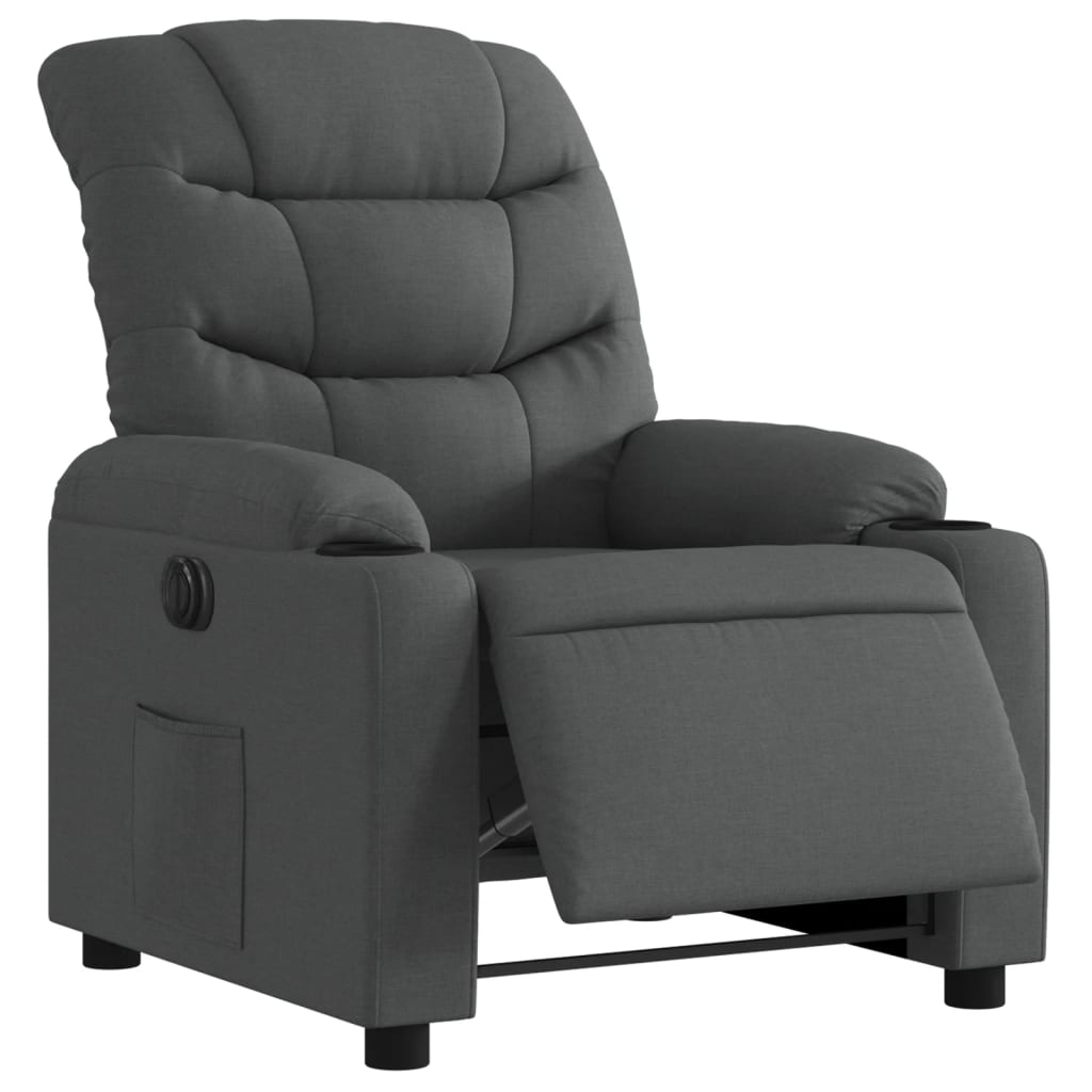 Fauteuil inclinable électrique Gris foncé Tissu Fauteuils vidaXL   