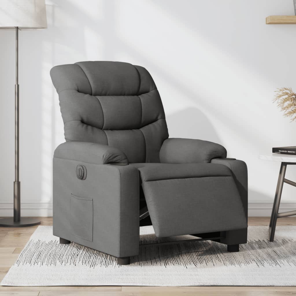 Fauteuil inclinable électrique Gris foncé Tissu Fauteuils vidaXL   