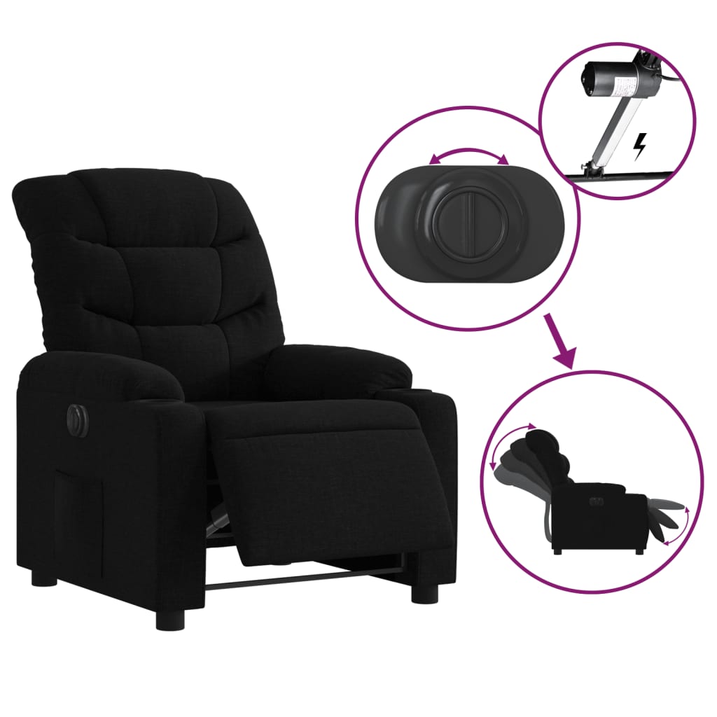 Fauteuil inclinable électrique Noir Tissu Fauteuils vidaXL   